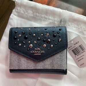 Coach metallic blue leather stars wallet NWT in original factory wrappings- gift